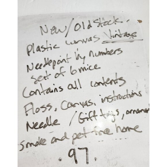 Needlepoint By Numbers Xmas Mice Set Of Six Gift Tag/Ornaments Exclusive Plastic - Picture 10 of 10